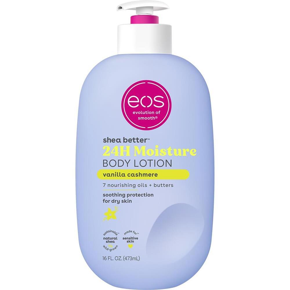 eos Shea Better Body Lotion Vanilla Cashmere, 24-Hour Moisture, Lightweight, 16